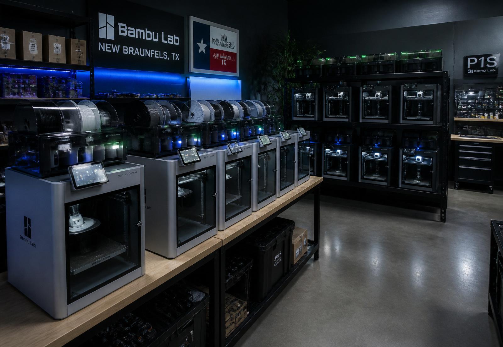 NBTX3D Bambu Lab 3D printer fleet in New Braunfels, TX